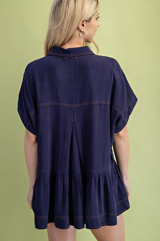 Dark Blue Jean Baby Blouse