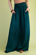 Emerald Satin Flowy Pants