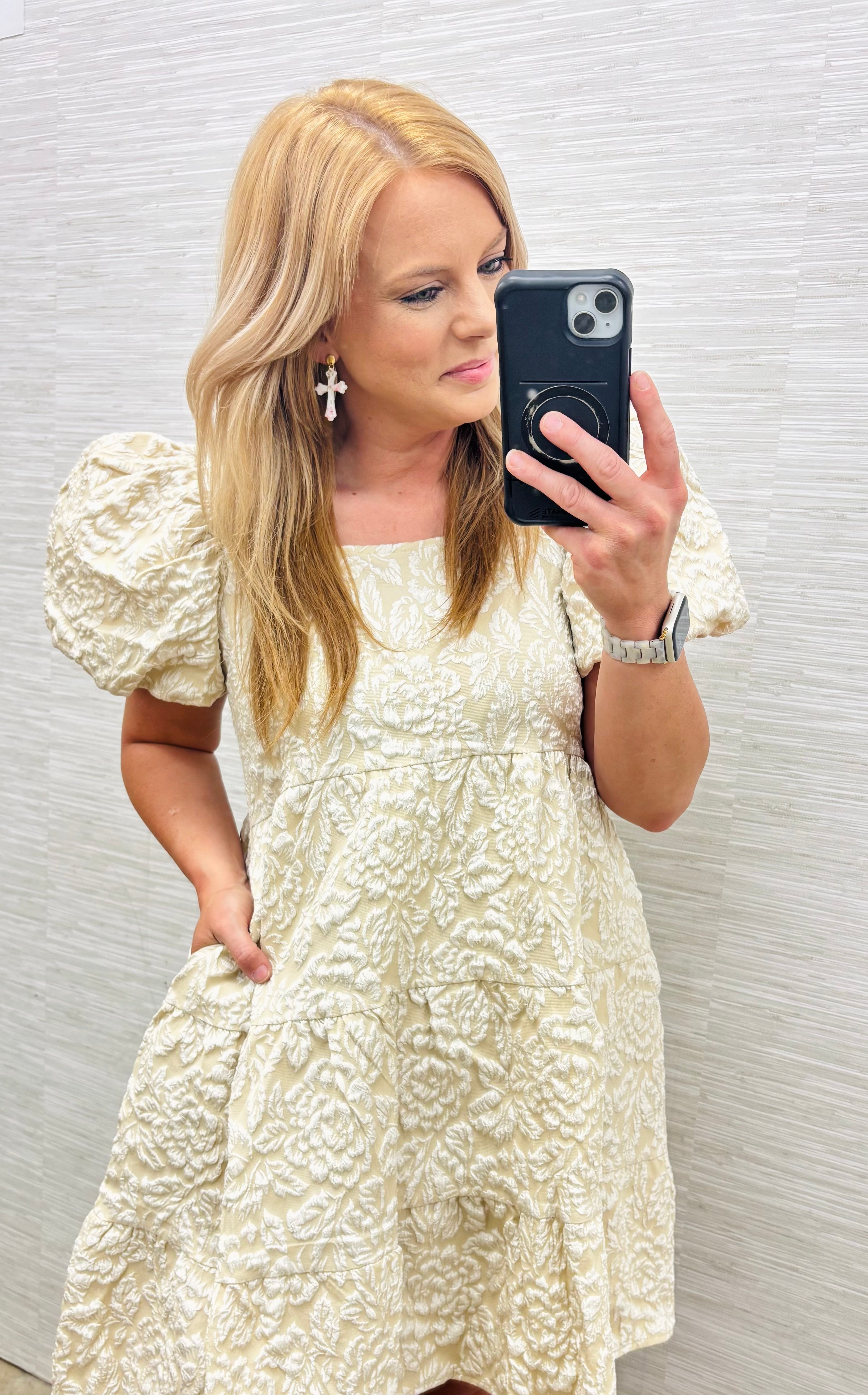 Khaki Embroidered Dress