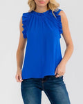 Royal Blue Sleeveless Shoulder Blouse