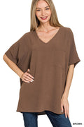 Brown Basic Airflow Pocket Top