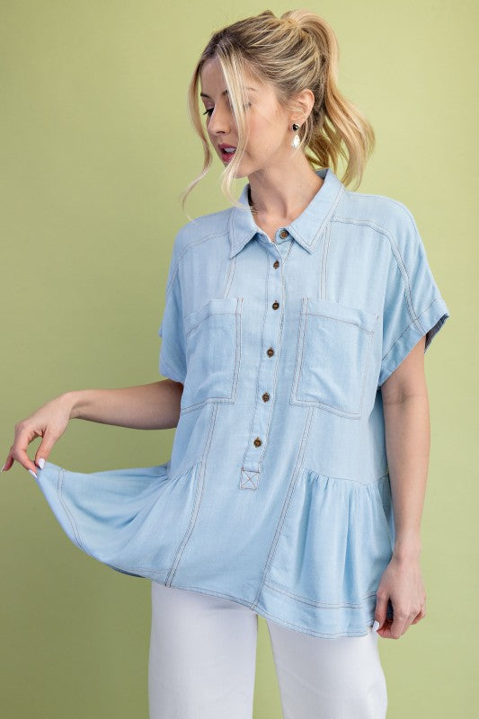 Light Blue Jean Baby Blouse