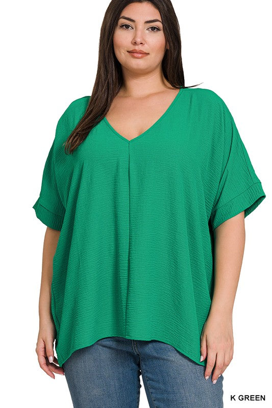 Kelly Green Basic Airflow Middle Seam Blouse
