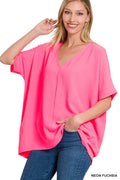 Neon Pink Basic Airflow Middle Seam Blouse