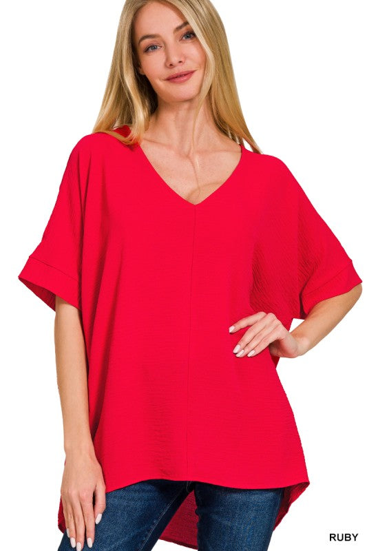 Red Basic Airflow Pocket Top