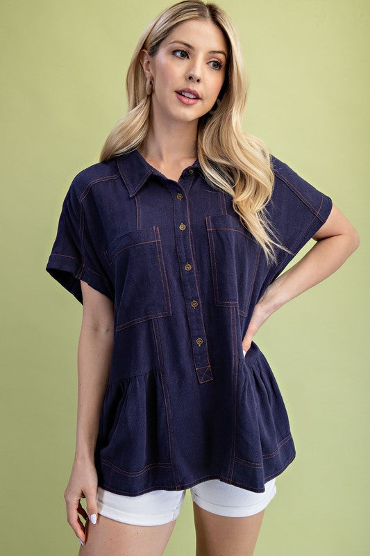 Dark Blue Jean Baby Blouse
