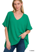 Kelly Green Basic Airflow Middle Seam Blouse