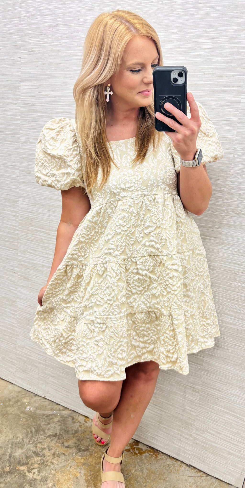 Khaki Embroidered Dress