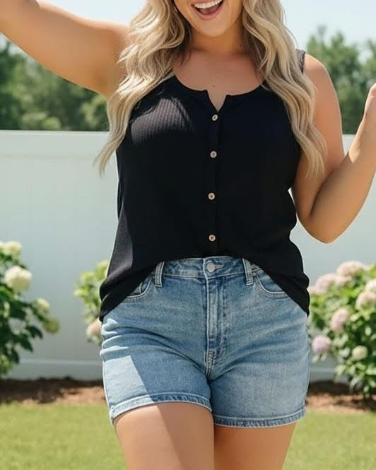 Black Button Tank