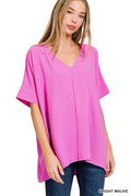 Bright Mauve Basic Airflow Middle Seam Blouse
