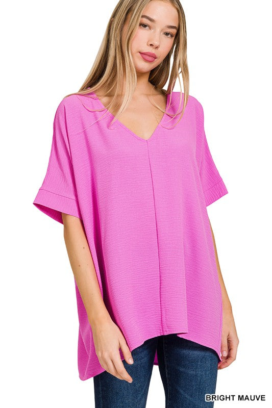 Bright Mauve Basic Airflow Middle Seam Blouse