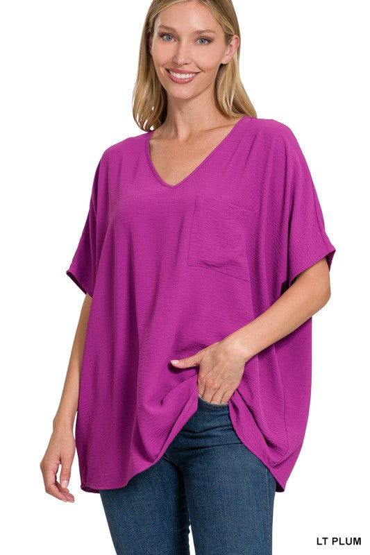Plum Basic Airflow Pocket Top