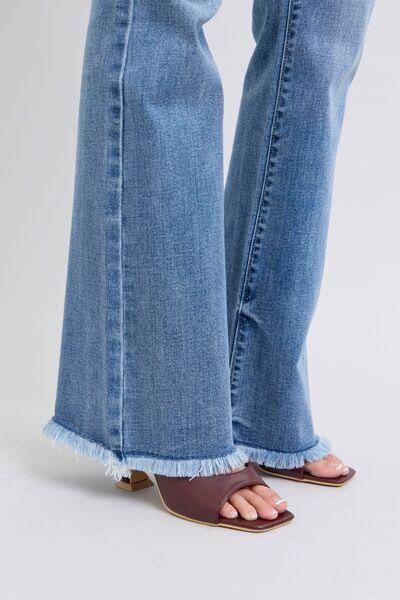 Judy Blue Full Size Raw Hem High Rise Bootcut Jeans for Women