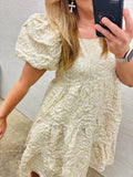 Khaki Embroidered Dress