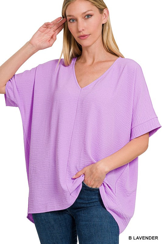 Lavender Basic Airflow Middle Seam Blouse