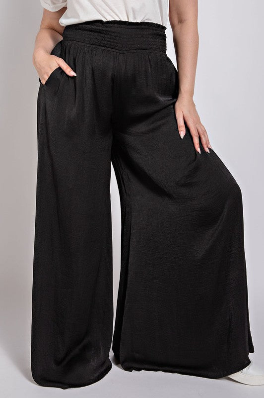 Black Satin Flowy Pants