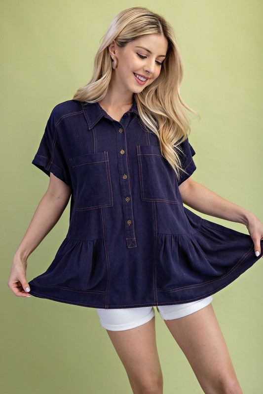 Dark Blue Jean Baby Blouse