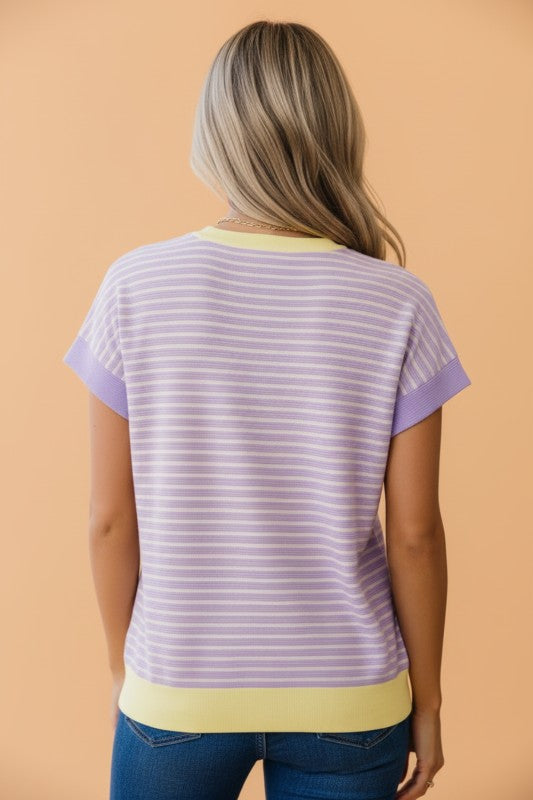 Purple & Yellow Knit Blouse