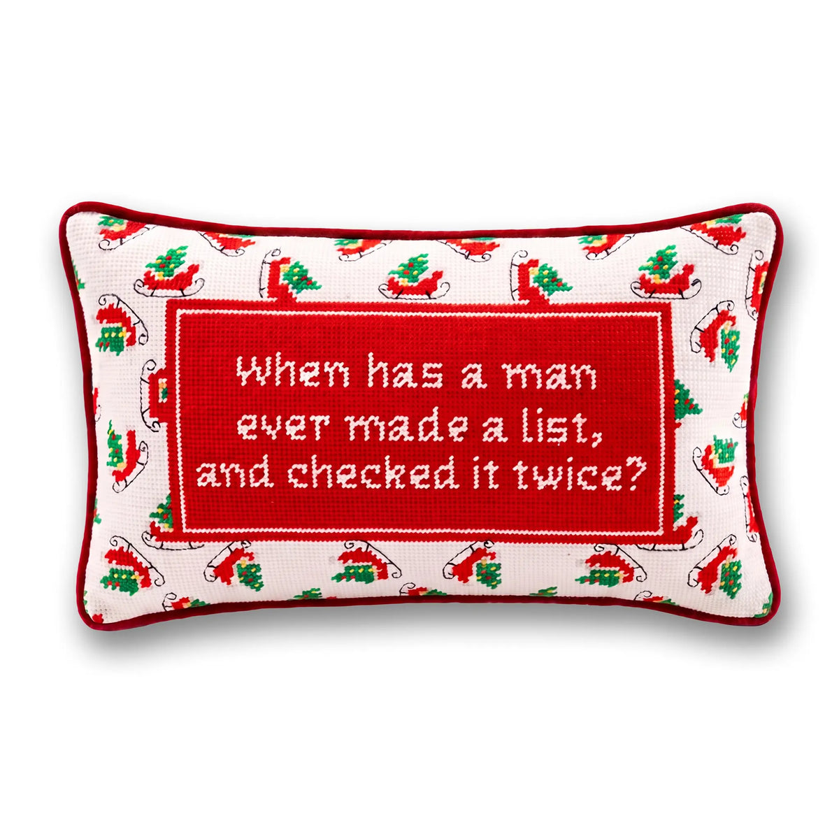 Check it Twice Needlepoint Pillow