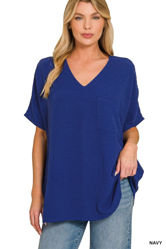 Navy Basic Airflow Pocket Top