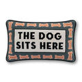 Dog Sits Here Needlepoint Pillow
