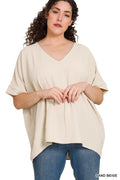 Oatmeal Basic Airflow Middle Seam Blouse