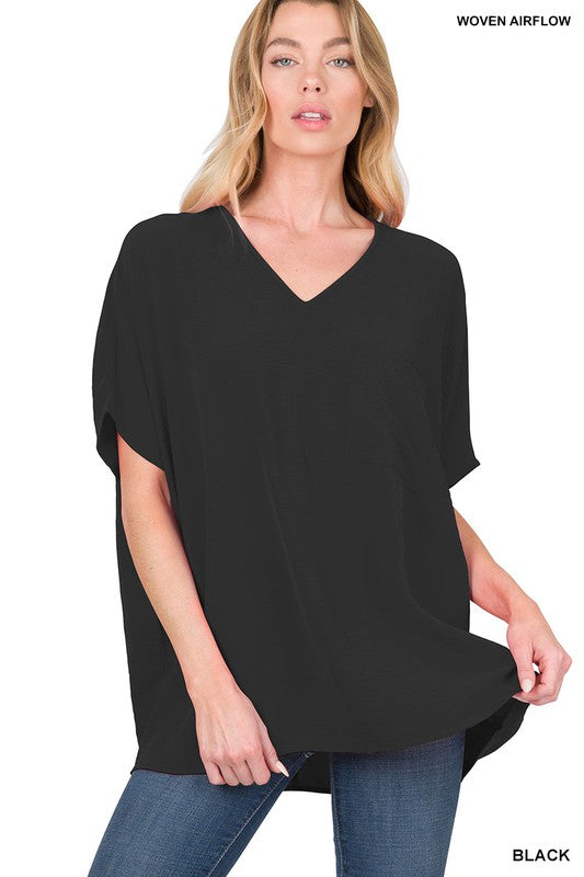 Black Basic Airflow Pocket Top