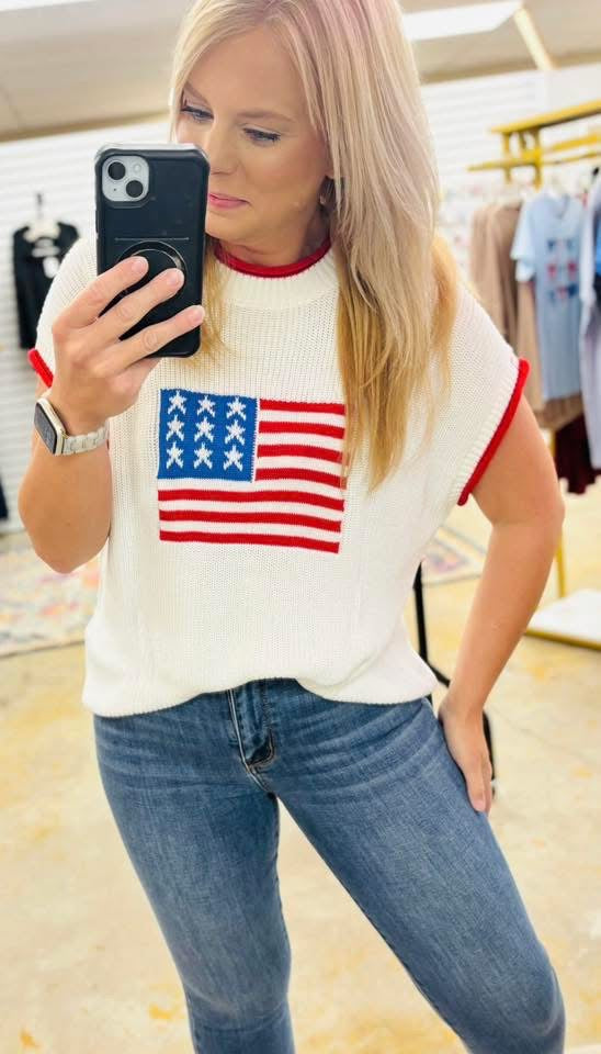 Knit American Flag Top