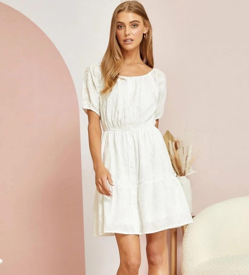 White Lace Overlay Dress