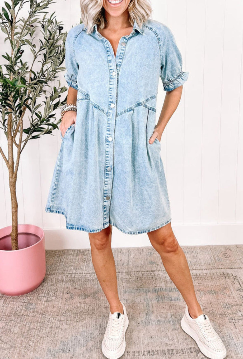 Mineral Wash Denim Dress