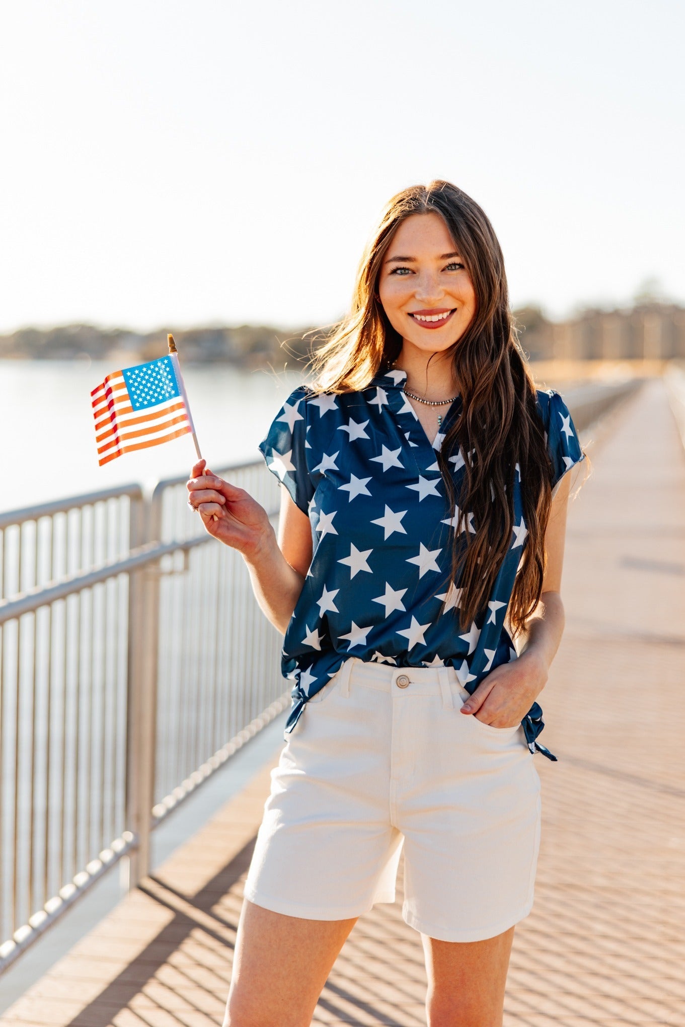The Nicole V-Neck Top, Stars