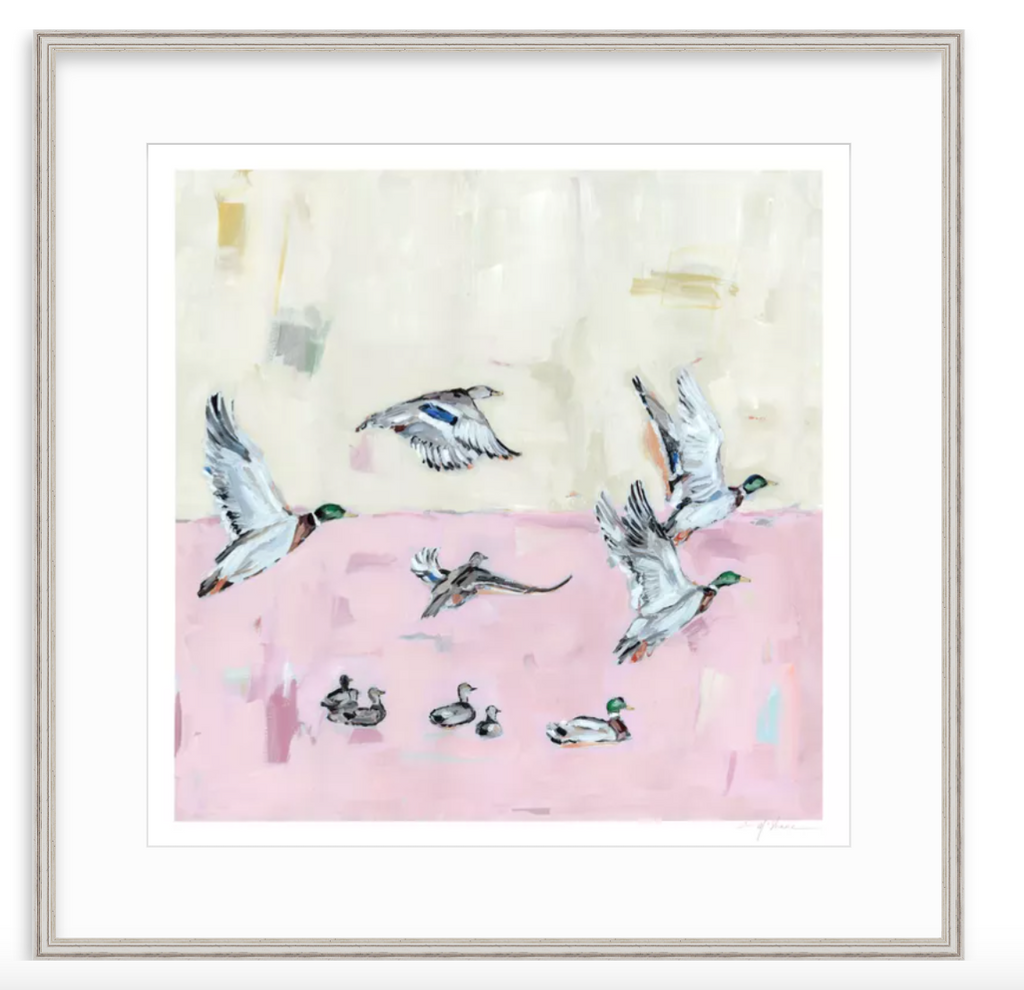 Taking Off Pink Ducks Fine Art Print