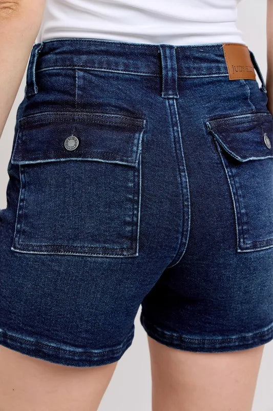 Judy Blue Full Size High Waist Back Flap Pocket Denim Shorts Plus Size