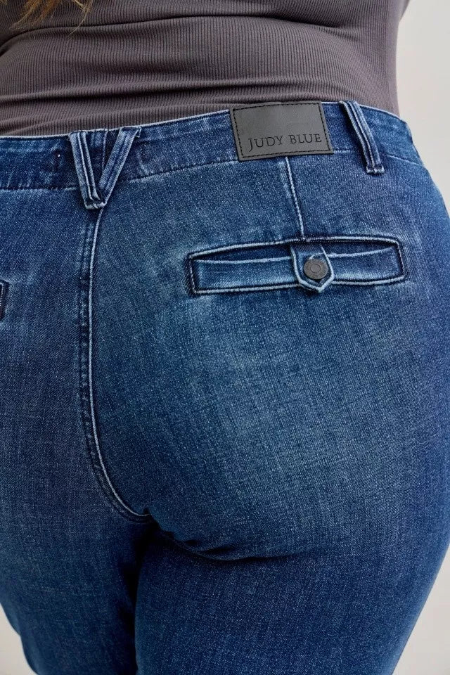 Judy Blue Full Size Mid Rise Bootcut Jeans with Welt Pockets Plus Size