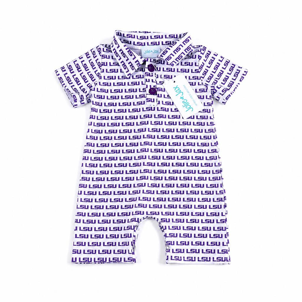 LSU Logo Polo Romper (Officially Licensed)